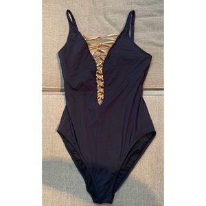 Gold and Black BLEU One Piece Swimsuit
